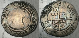 England Elizabeth I 1566 Sixpence Hammered Silver Medieval Coin Portcullis Error