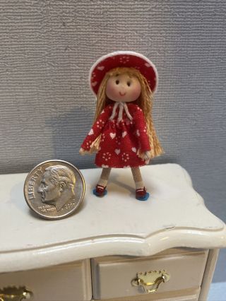 Dollhouse Miniature Vintage Artisan Madeline Little Girl Doll Dresser Decor Euc