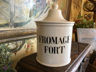 French Sarraguemines White Ironstone Pottery Fromage Fort Jar Container Provence 2