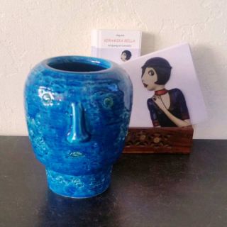 Aldo Londi For Bitossi,  Rimini Blue Ceramic Head Vase