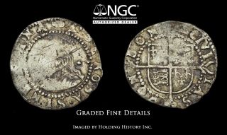 England.  Elizabeth I.  1558 - 1603.  Silver Halfgroat,  S - 2579,  Ngc Fine Details