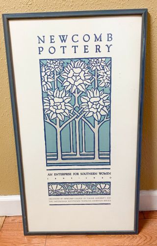 1984 Newcomb College Art Pottery Exhibition Framed Poster Tulane Orleans
