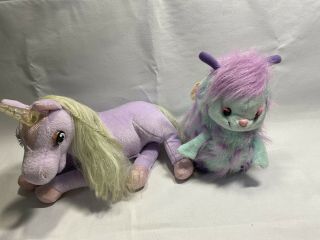Plush Mattel Barbie Unicorn Horse 15 " 2002/ Purple And Blue Monster F2