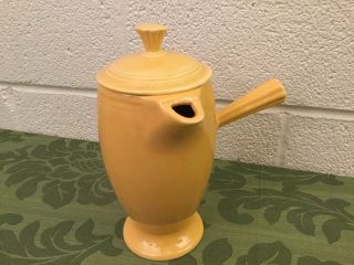 Rare Vintage Fiesta Ware Demitasse Coffee Pot Yellow Stick Handle 8” Tall Usa