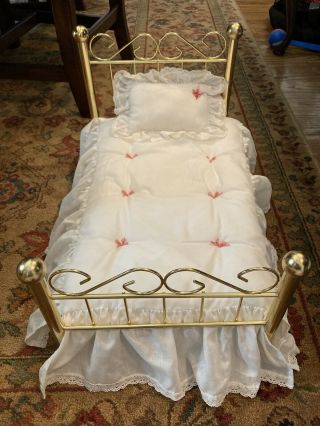 Pleasant Co American Girl Doll Samantha Brass Bed Pad Comforter Complete Retired