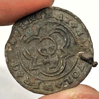 Authentic Medieval European Copper Coin Or Token From Middle Ages Artifact Relic