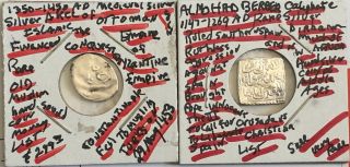 Two Old Rare Islamic Empires Silver Coins 1147 - 1450 Ad - - From The Middle Ages B