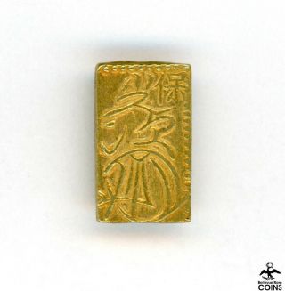Ancient Japan Tempo Era 1837 - 1858 Gold / Silver 1 BU Ichibu 2.  8g (9x11mm) 2
