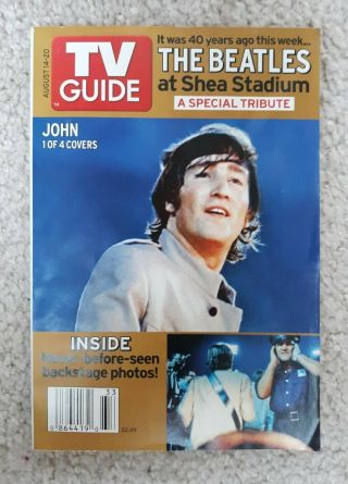 Tv Guide The Beatles At Shea Stadium August 14 - 20,  2005 John Lennon