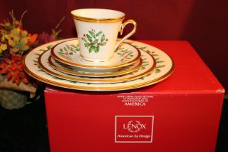 4 Lenox Holiday Gold 5 Piece Place Settings With Extra Lenox Gift Boxes Usa