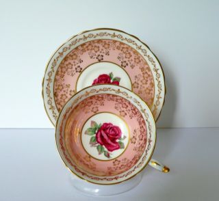 Reserved For M " Paragon Pink Red Rose Bone China Cup & Saucer Set