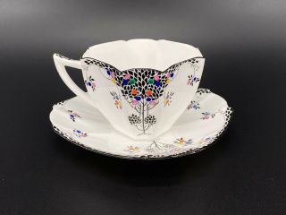 Shelley Queen Anne 11575 Tea Cup and Saucer Set Bone China England Rare 3