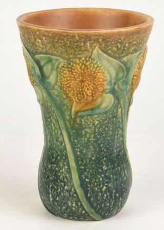 Roseville Pottery 7 " Sunflower Vase Shape Number 487 - 7 "