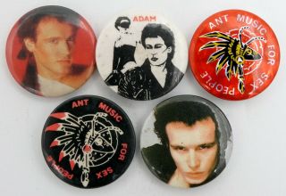 Adam And The Ants Button Badges 5 X Vintage Adam And The Ants Pin Badges