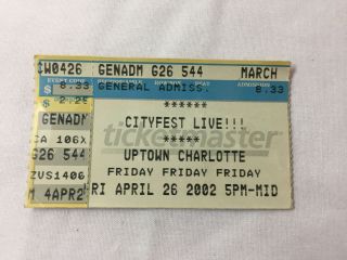 April 26,  2002 Ticket Stub Cityfest Live Stone Temple Pilots,  No Doubt,  Kid Rock,