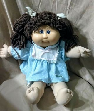 Vintage Cabbage Patch Kid Cpk Doll Dark Brown Pigtails And Loop Hair P Doll 6