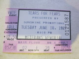 Tears For Fears Ticket Stub From October 5,  1985