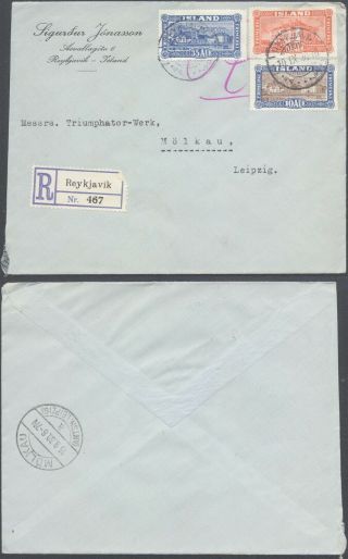 Iceland 1930 - Registered Cover To Leipzig Germany V22/14