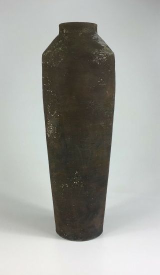 Tony Evans California Studio Pottery Raku Tall Tapered Vase 18 1/2 "