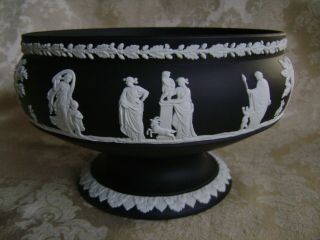 Lovely Wedgwood Black Basalt Jasperware 8 " Imperial Pedestal Centerpiece Bowl