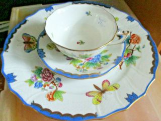 Herend Queen Victoria Blue 3 Pc Place Setting New/never Orig.  $500,  Hungary