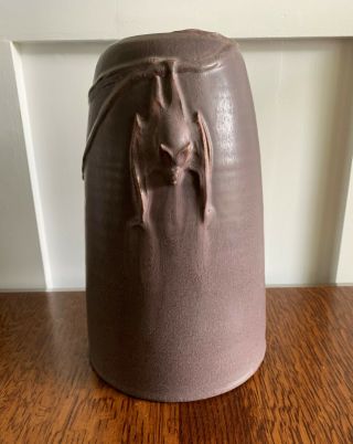 Ephraim Pottery Large Hanging Bat Vase,  Crystalline Purple
