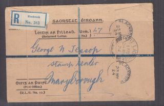 Ireland,  1924 Post Office Official Returned Letter Envelope,  Registered,  Blackrock