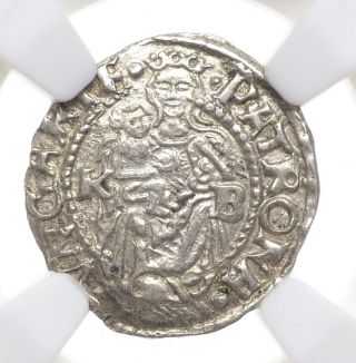 Hungary.  Ferdinand I Silver Denar,  1548 - Kb,  Ngc Ms63