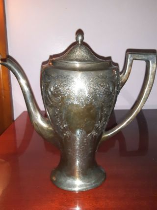 Ultra Rare Lenox Belleek Coffee Pot,  Totally Overlaid in Silver & Engravings 2