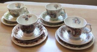 Brambly Hedge Full Set Four Seasons Full Sized Tea Cups & Saucers And 6” Plates