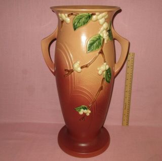 Roseville Pottery Arts & Crafts Snowberry Floor Vase Iv - 18 " In Pink 1947 19 "