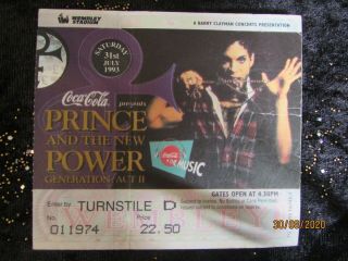 Prince & Power Generation.  Very Rare 1993 Uk Concert Ticket.  Wembley