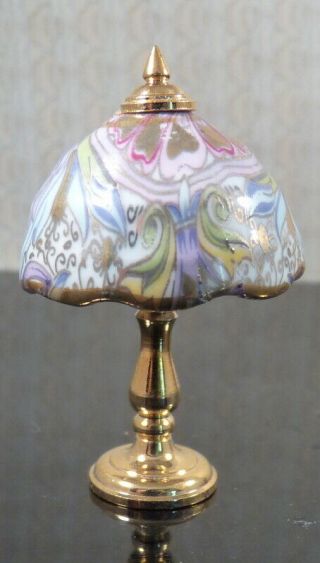 Reutter Dollhouse Miniature Porcelain & Brass Lamp 1:12 Dollhouse Miniature