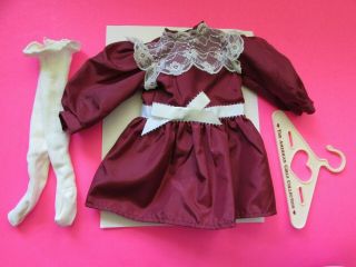 Pleasant Co American Girl Samantha Cranberry Christmas Party Dress & Tights