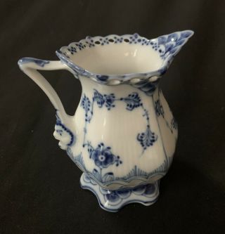 Royal Copenhagen Blue Fluted Full Lace Creamer 1032 and Open Sugar 1112 2