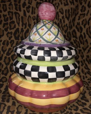 Vtg Mackenzie - Childs Cookie Jar• Canister• Piccadilly • Courtly Check • W Lid • 2