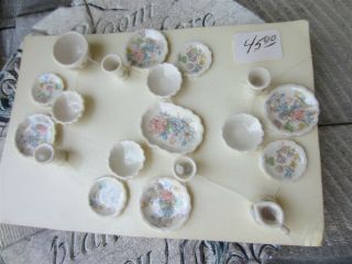 Dollhouse Miniature Porcelain Place Setting Dishes Serving Set Plate Bowl Glass
