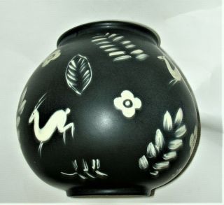 Weller Pottery Cretone Vase; Deer,  Flowers,  Pillsbury,  Satin Matte Black Rare