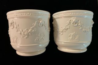 Wedgwood Queensware Jasperware Rare Cream White Cache Pots Classic