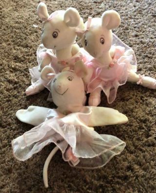 Set Of 3 American Girl Doll Angelina Ballerina Plush Toys - 1 Is A Puppet