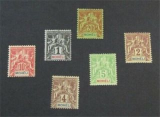 Nystamps French Moheli Stamp 1 - 6 Og H $33