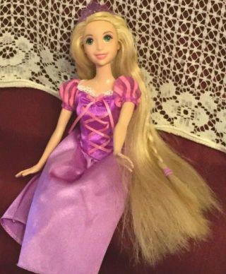 Mattel Princess Rapunzel 12 " Doll W/purple Dress & Tiara Let Down Your Hair 2006