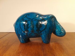 Aldo Londi / Bitossi " Rimini Blue/blu " Hippo/hippopotamus Figurine Mcm Italy Vtg