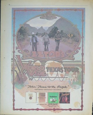 Zz Top " Worldwide Texas Tour " Full - Page Us Ad 1976,  Bonus