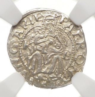 Hungary.  Ferdinand I Silver Denar,  1554 - Kb,  Ngc Ms63