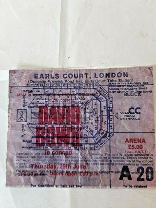 David Bowie 1978 Earl ' s Court - Isolar II Low Heroes Stage Tour Concert Ticket 3
