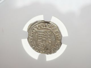 Hungary.  Ferdinand I Silver Denar,  1551 - Kb,  State,  Ngc Ms63