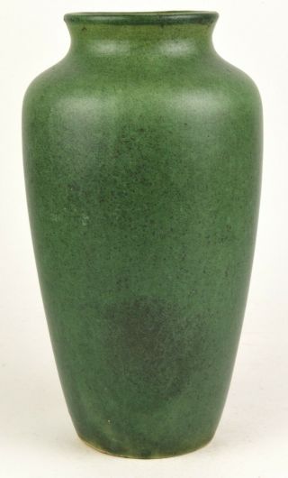 Zanesville Stoneware Arts And Crafts Matte Green 12 " Vase Shape 37