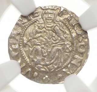 Hungary.  Ferdinand I Silver Denar,  1554 - Kb,  Ngc Ms64