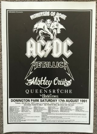 Monsters Of Rock - 1991 Full Page Uk Ad Ac/dc Metallica Motley Crue Queensryche